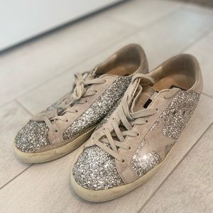 Silver sparkle golden goose superstar